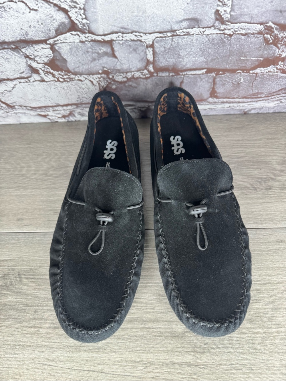 SAS Running Late-X Abyss Black Suede Moccasin Loafers Shoes Women Sz 12W US/43EU